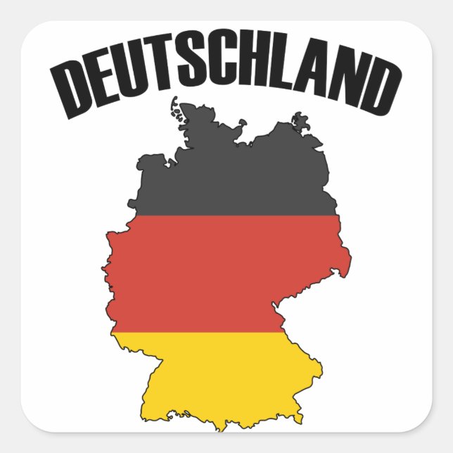 Deutschland Map - German Flag - Germany Travel Square Sticker (Front)