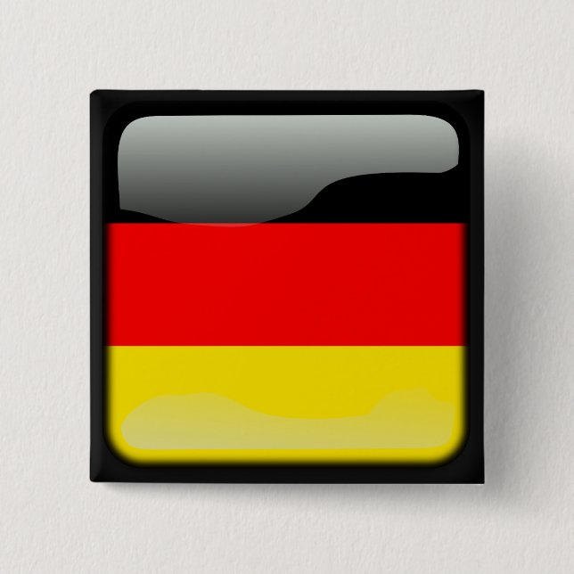 Deutschland polished flag 15 cm square badge (Front)