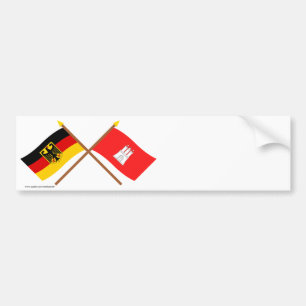 Deutschland und Hamburg Flaggen, gekreuzt Bumper Sticker