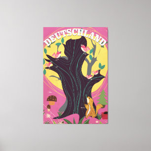 Deutschland vintage cartoon landscape poster canvas print