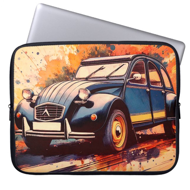 Deux chevaux car design laptop sleeve (Front)