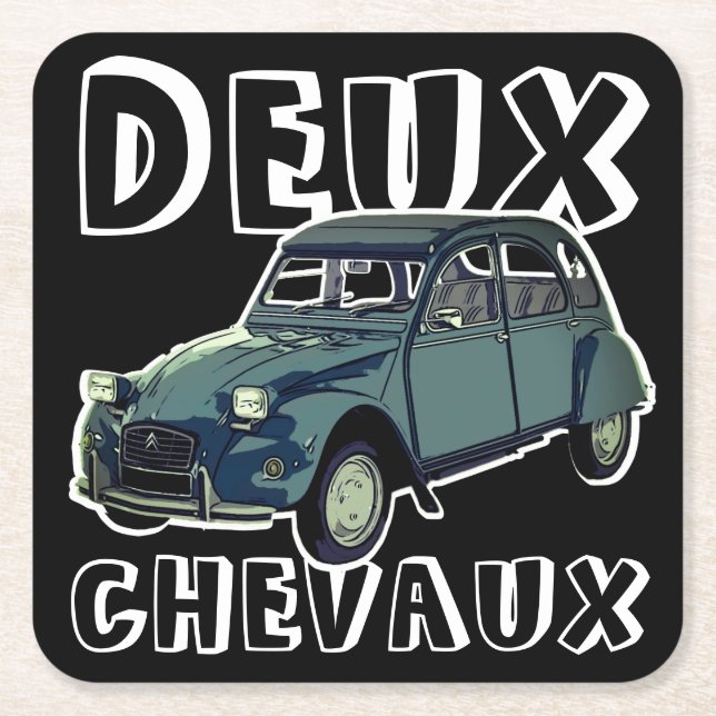 Deux Chevaux Square Paper Coaster (Front)