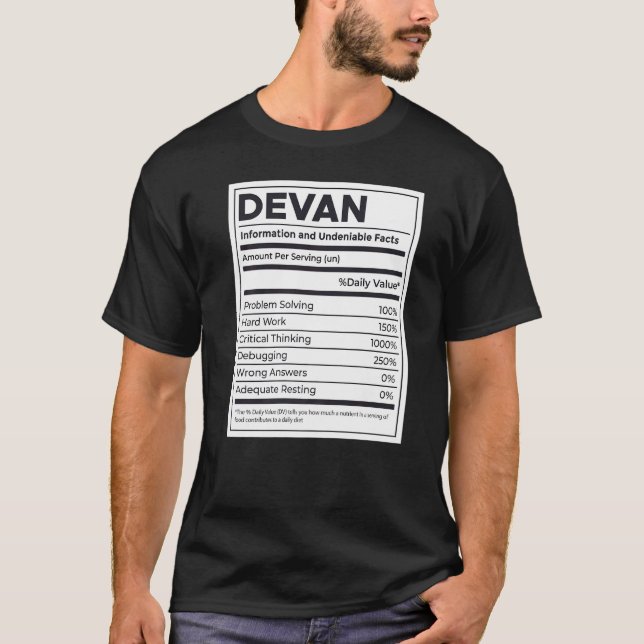 Devan Nutrition Information Problem Solving Hard W T-Shirt (Front)