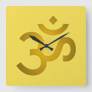 Devanagari om - Canary Square Wall Clock
