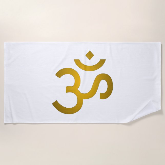 Devanagari Om - White Beach Towel (Front)