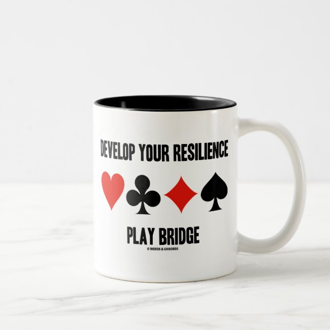 Develop Your Resilience Play Bridge Card Suits Two-Tone Coffee Mug (Right)