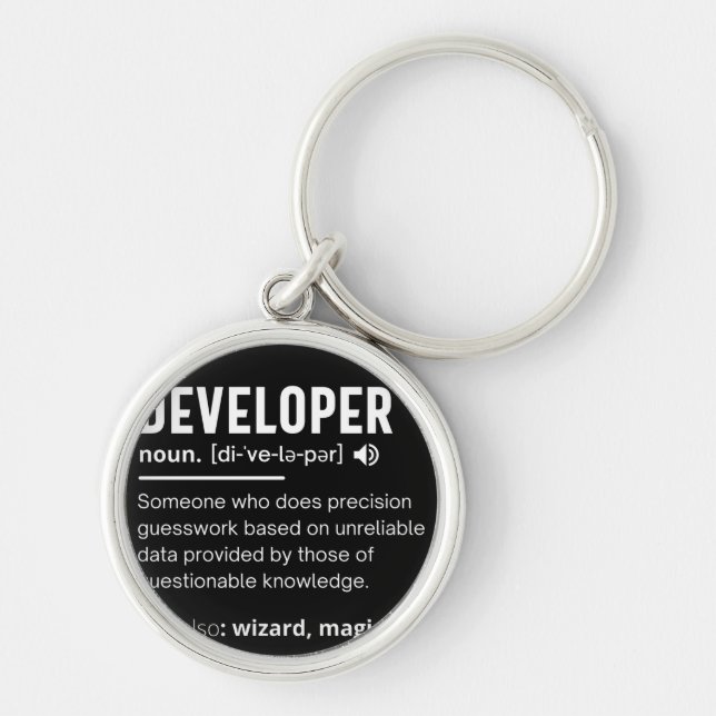 Developer Dictionary Definition Funny developers Key Ring (Front)