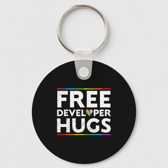 Developer Hugs Suprt Lgbt Proud Parades Rainbow Fl Key Ring (Front)