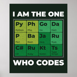 Developer Periodic Table Funny Poster