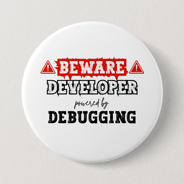 Developer Powered By Debugging | Programming 7.5 Cm Round Badge (Front)