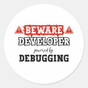 Developer Powered By Debugging   Programming Classic Round Sticker