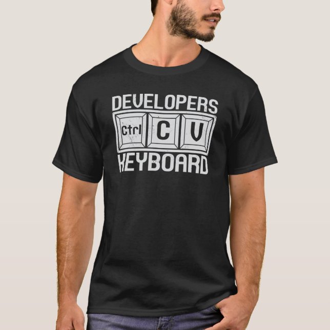Developers Keyboard Programmer Coder Game Computer T-Shirt (Front)