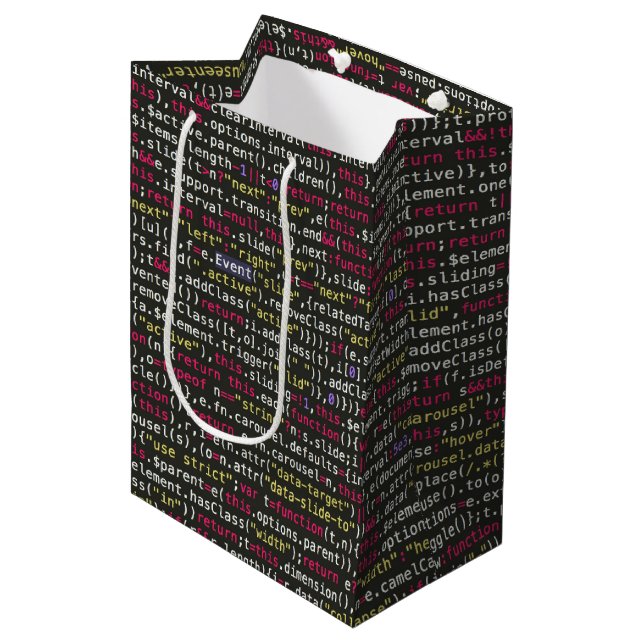 Developer's Terminal Pattern Medium Gift Bag (Front Angled)