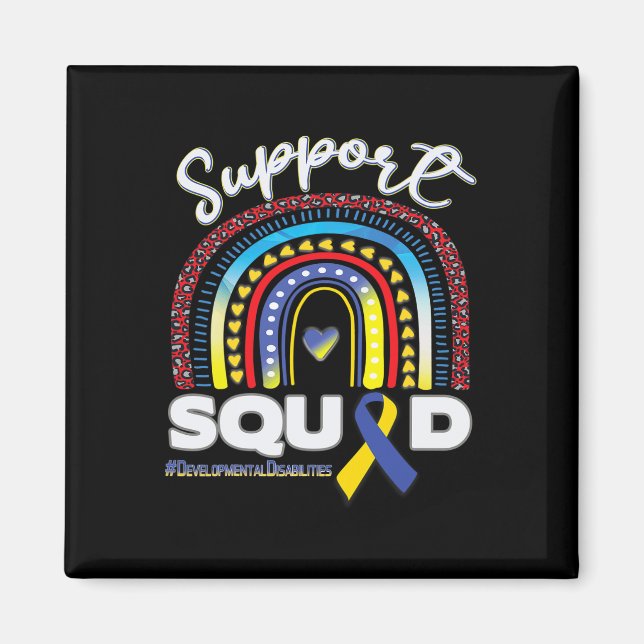 Developmental Disabilities Support Squad Blue Yell Magnet (Front)