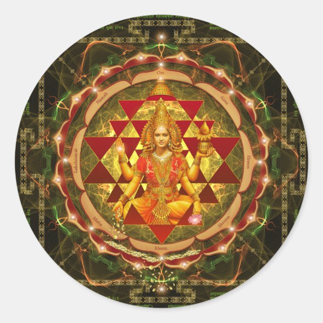 Devi Lakshmi Stotram- Shri Yantra Classic Round Sticker (Front)