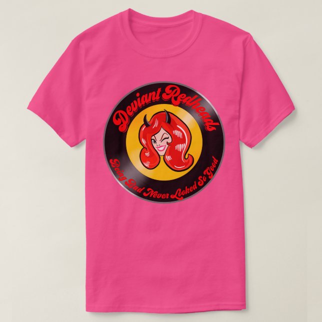 Deviant Redheads Retro Girl Gang Badge T-Shirt (Design Front)