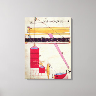 Device for supplying water to a fountain canvas print