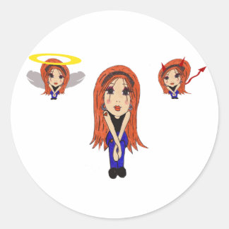 Devil and Angel Cartoon Sticker
