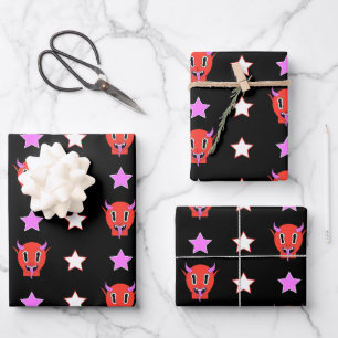 Devil and Stars Wrapping Paper Sheet