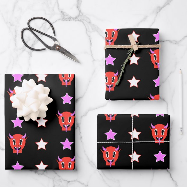 Devil and Stars  Wrapping Paper Sheet (Front)