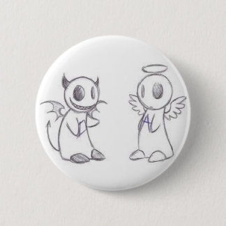 DEVIL & ANGEL 6 CM ROUND BADGE