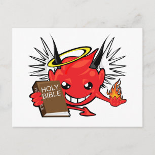 devil / angel face postcard