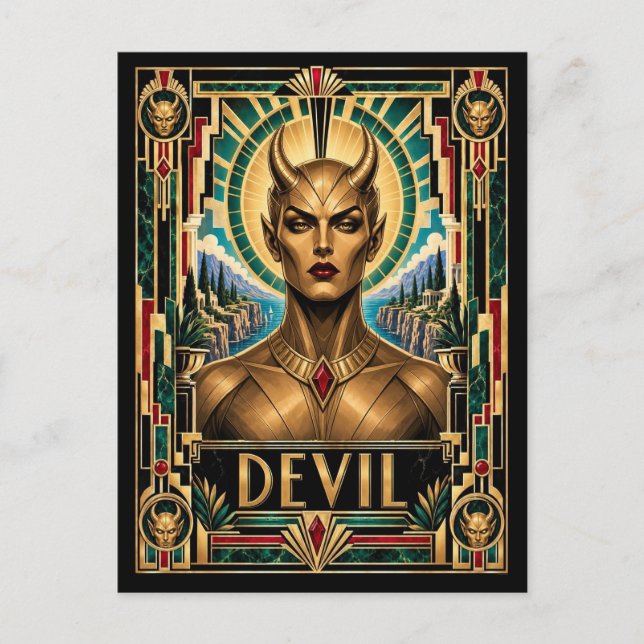 Devil, Art Deco Mythical Postcard (Front)