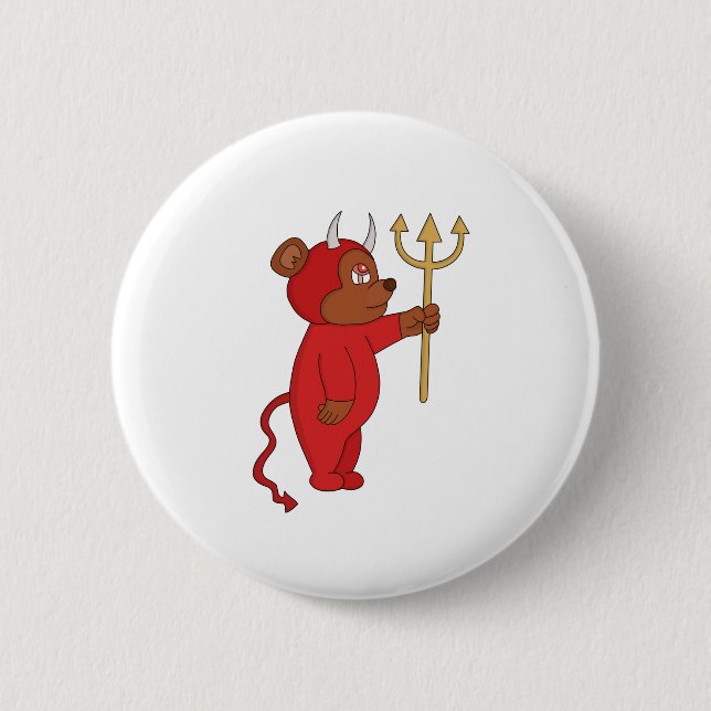 Devil Bear 6 Cm Round Badge (Front)
