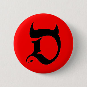 Devil (black print / red) 6 cm round badge