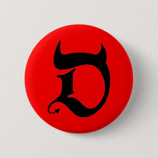 Devil (black print / red) 6 cm round badge