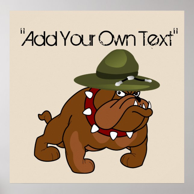 Devil Bull Dog Full Body (Add Your Own Text) Poster (Front)