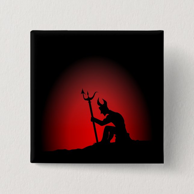 Devil Contemplating 15 Cm Square Badge (Front)