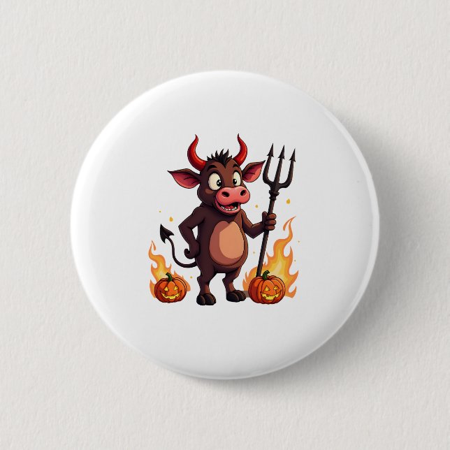 Devil Cow Mischief 6 Cm Round Badge (Front)