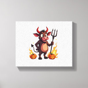 Devil Cow Mischief Canvas Print