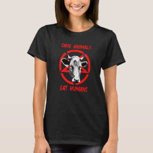 Devil Cow Save Animals Eat Humans Satan 666 Vegan  T-Shirt