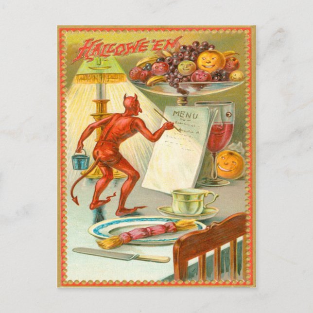 Devil Demon Fruit Lamp Menu Postcard (Front)