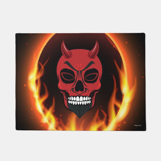 Devil Demon Skull Skeleton Door Mat (Front)
