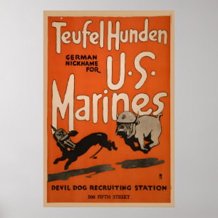 Devil Dog US Marines -917 WWI US Marines Recruting Poster