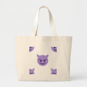 devil emoji large tote bag