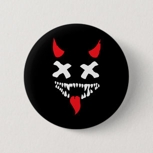 Devil Face Lazy Halloween Costume Scary Creepy Spo 6 Cm Round Badge