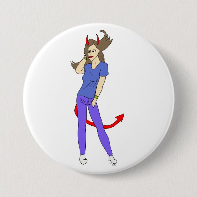 devil girl   7.5 cm round badge (Front)