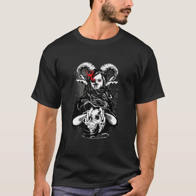 Devil Girl Bones Skull Creature Soul Diablo Darkne T-Shirt (Front)