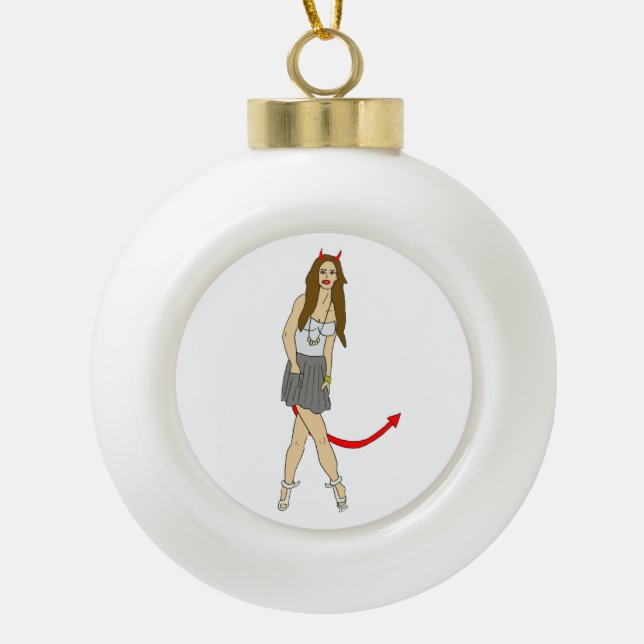 devil girl    ceramic ball christmas ornament (Front)