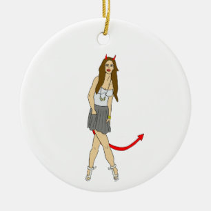 devil girl ceramic tree decoration