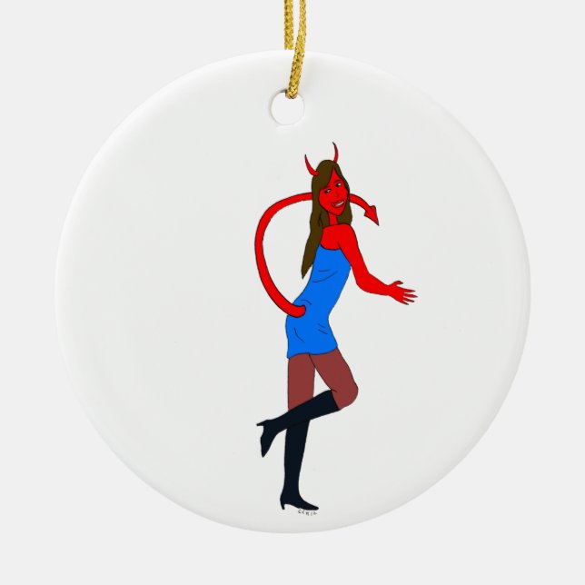 devil girl   ceramic tree decoration (Front)