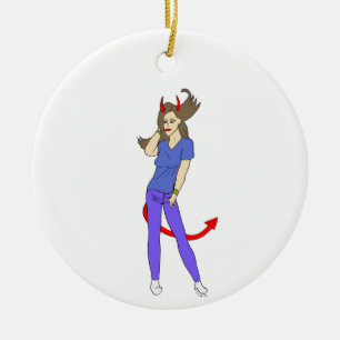 devil girl ceramic tree decoration