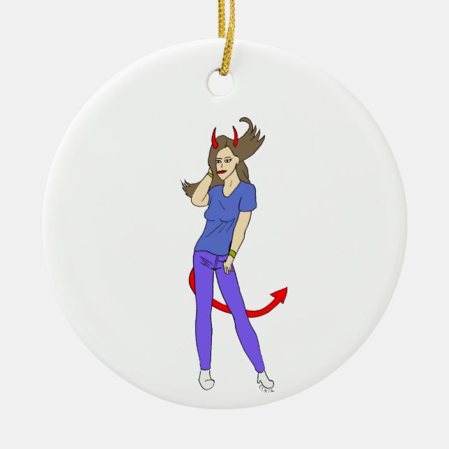 devil girl     ceramic tree decoration (Front)