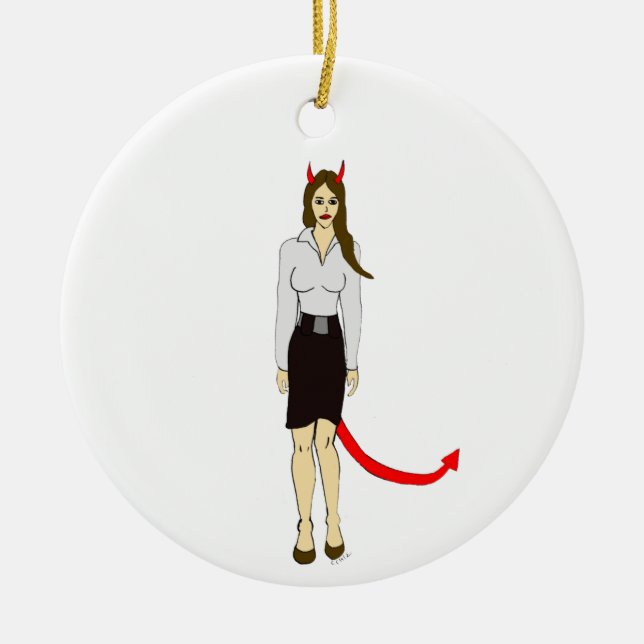 devil girl      ceramic tree decoration (Front)