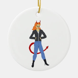 devil girl ceramic tree decoration