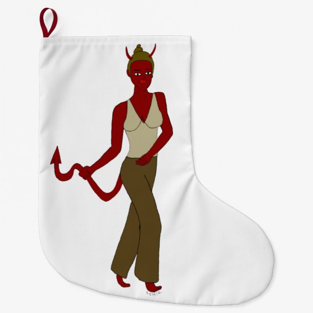 devil girl     large christmas stocking (Front)
